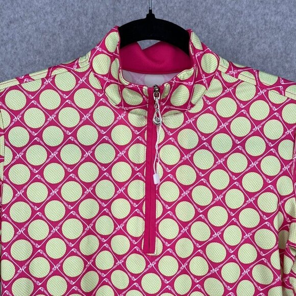 SanSoleil Womens Quarter Zip Long Sleeve Top Size XS Pink Golf Club Ball 50 UPF - Picture 2 of 11